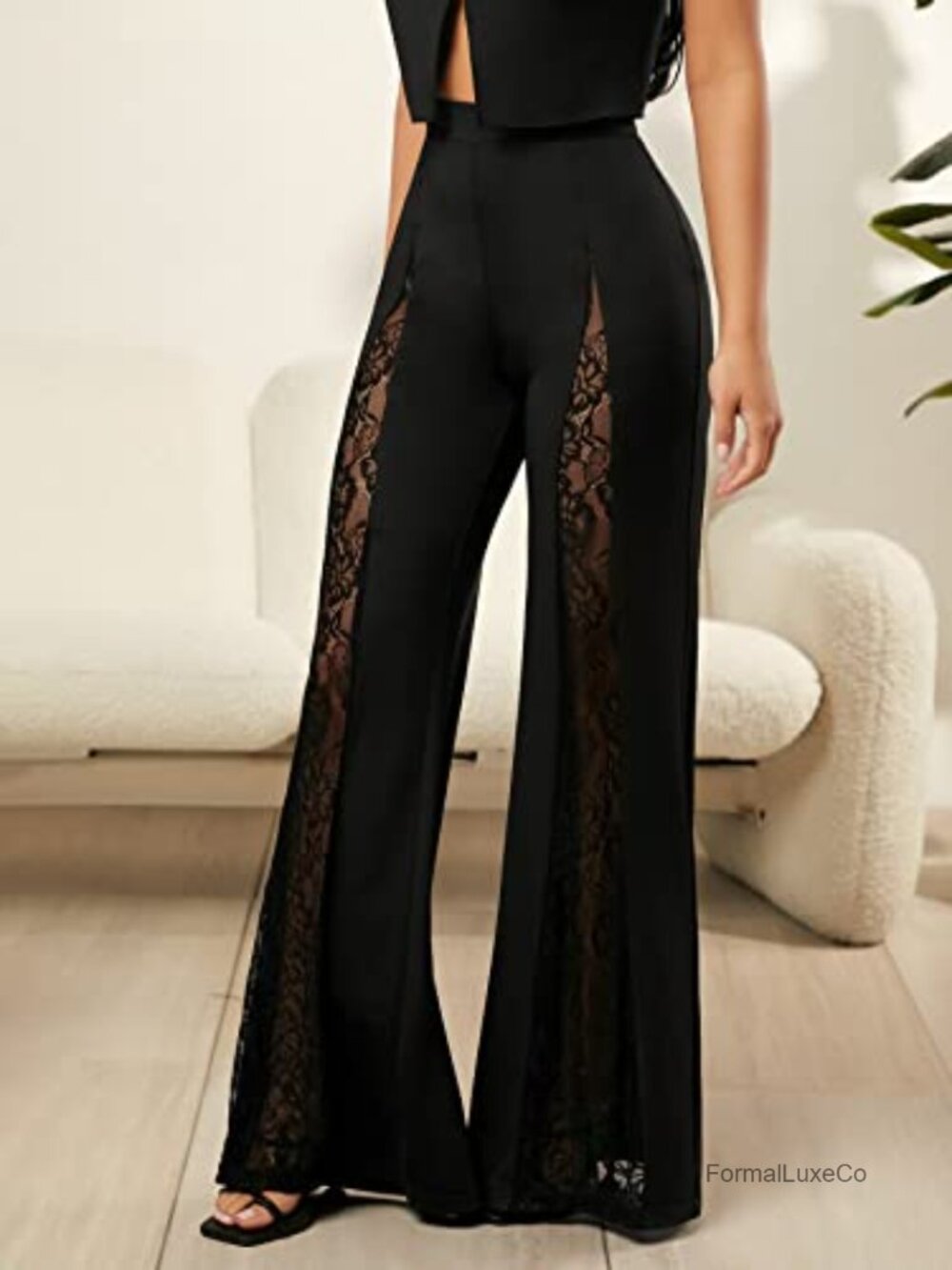 High Waisted Flare Leg Dressy Loose Pants - Picture 4 of 5